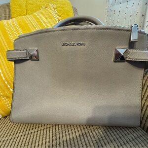Michael Kors Silver Satchel Bag